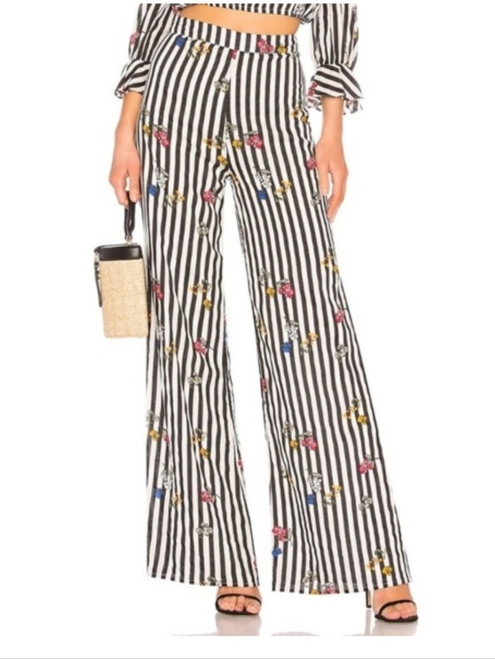 Lovers + Friends Zoey Wide Leg Pant Striped Floral Lined Women's XS